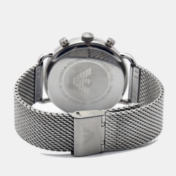 Pre Owned Emporio Armani Black Stainless Steel Aviator AR11104 Men's Wristwatch 43 mm