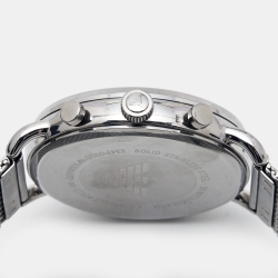 Pre Owned Emporio Armani Black Stainless Steel Aviator AR11104 Men's Wristwatch 43 mm