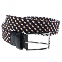 Pre Owned Ermenegildo Zegna Multicolor Woven Strechable Rope Elastic Belt 100 CM