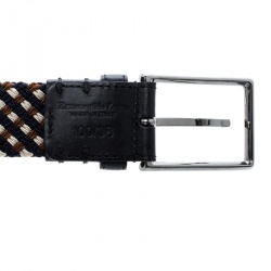 Pre Owned Ermenegildo Zegna Multicolor Woven Strechable Rope Elastic Belt 100 CM
