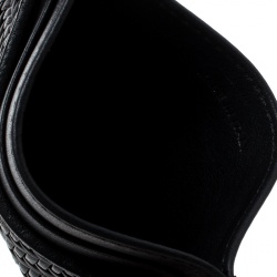 Ermenegildo Zegna Black Woven Leather Pelle Tessuta Card Holder