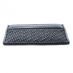 Ermenegildo Zegna Black Woven Leather Pelle Tessuta Card Holder