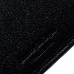 Ermenegildo Zegna Black Woven Leather Pelle Tessuta Card Holder