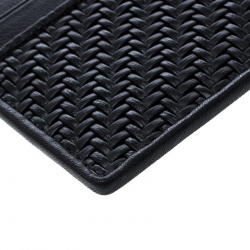 Ermenegildo Zegna Black Woven Leather Pelle Tessuta Card Holder