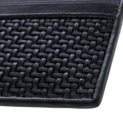 Ermenegildo Zegna Black Woven Leather Pelle Tessuta Card Holder
