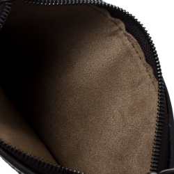 Pre Owned Ermenegildo Zegna Dark Brown Woven Leather Pelle Tessuta Case