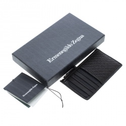 Pre Owned Ermenegildo Zegna Dark Brown Woven Leather Pelle Tessuta Case