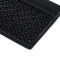 Ermenegildo Zegna Black Woven Leather Pelle Tessuta Card Holder