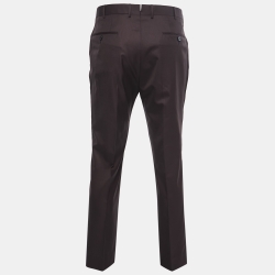 مملوكة مسبقًا Ermenegildo Zegna Brown Wool Slim Fit Trousers L