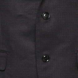 Pre Owned Ermenegildo Zegna Navy Blue Patterned Silk Single Breasted Blazer XL