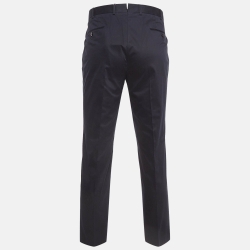 مملوكة مسبقًا Ermenegildo Zegna Navy Blue Cotton Slim Fit Formal Trousers L