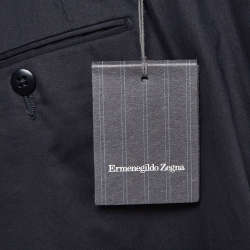 مملوكة مسبقًا Ermenegildo Zegna Navy Blue Cotton Slim Fit Formal Trousers L