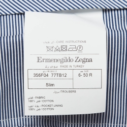 مملوكة مسبقًا Ermenegildo Zegna Navy Blue Cotton Slim Fit Formal Trousers L
