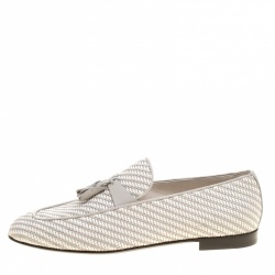 مملوكة مسبقًا Ermenegildo Zegna Two Tone Woven Leather Tassel Detail Loafers Size 42.5