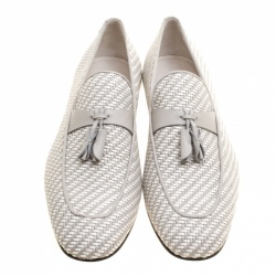 مملوكة مسبقًا Ermenegildo Zegna Two Tone Woven Leather Tassel Detail Loafers Size 42.5