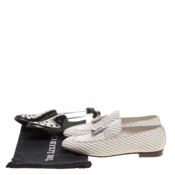 مملوكة مسبقًا Ermenegildo Zegna Two Tone Woven Leather Tassel Detail Loafers Size 42.5