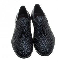 مملوكة مسبقًا حذاء لوفرز ايرمنيجيلدو زينيا شراشيب ليدو جلد مغزولة أسود مقاس 42