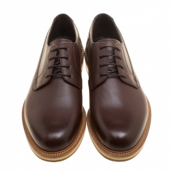 مملوكة مسبقًا Ermenegildo Zegna Brown Leather Lace Up Derby Size 42 