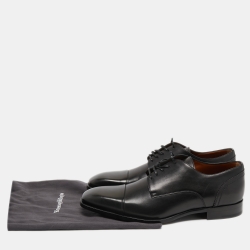 Pre Owned Ermenegildo Zegna Black Leather Lace Up Derby Size 43.5
