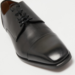 Pre Owned Ermenegildo Zegna Black Leather Lace Up Derby Size 43.5