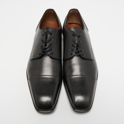 Pre Owned Ermenegildo Zegna Black Leather Lace Up Derby Size 43.5