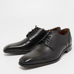 Pre Owned Ermenegildo Zegna Black Leather Lace Up Derby Size 43.5