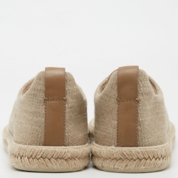 Pre Owned Ermenegildo Zegna Beige Canvas Triple Stitch Slip On Sneakers Size 44