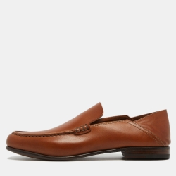 Brown Leather Slip On Loafers