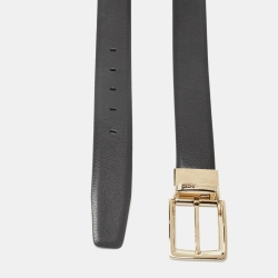 مملوكة مسبقًا Ermenegildo Zegna Black Leather Buckle Cut to Size Belt