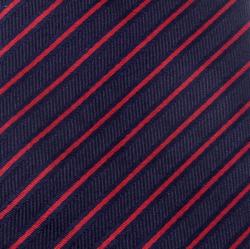 Pre Owned Ermenegildo Zegna Navy Blue And Red Striped Woven Silk Tie