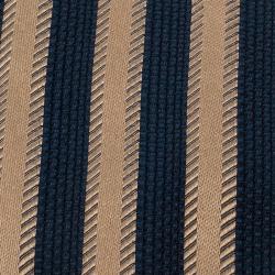 Pre Owned Ermenegildo Zegna Couture Navy Blue and Beige Textured Striped Silk Tie