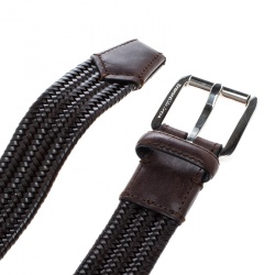 مملوكة مسبقًا حزام ايرمنيجيلدو زينيا جلد مضفر مجدول ومتمدد بني 110 سم