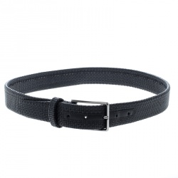 Pre Owned Ermenegildo Zegna Black Woven Leather Elastic Belt 90 CM