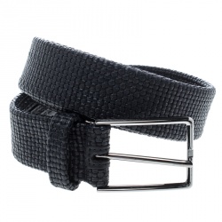 Pre Owned Ermenegildo Zegna Black Woven Leather Elastic Belt 90 CM