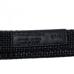 Pre Owned Ermenegildo Zegna Black Woven Leather Elastic Belt 90 CM
