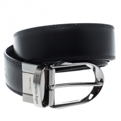 مملوكة مسبقًا Ermenegildo Zegna Black Leather Belt 90cm
