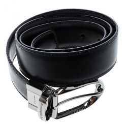 مملوكة مسبقًا Ermenegildo Zegna Black Leather Belt 90cm