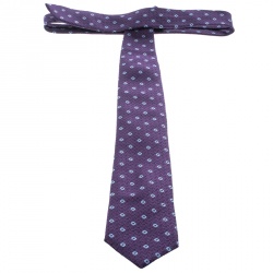Pre Owned Ermenegildo Zegna Purple and Navy Blue Patterned Silk Jacquard Tie