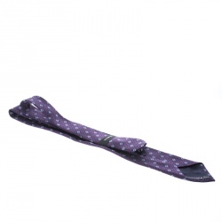 Pre Owned Ermenegildo Zegna Purple and Navy Blue Patterned Silk Jacquard Tie