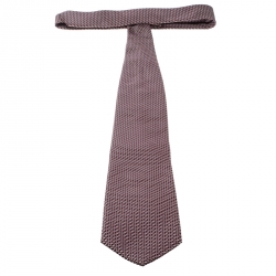 Pre Owned ربطة عنق إيرمنجليدو زينيا كوتور حرير جاكار نمط هندسي حمراء