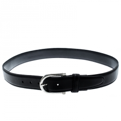 Pre Owned Ermenegildo Zegna Black Leather Buckle Belt 110 CM