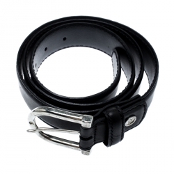 Pre Owned  حزام ايرمنيجيلدو زينيا بإبزيم جلد أسود 110 سم