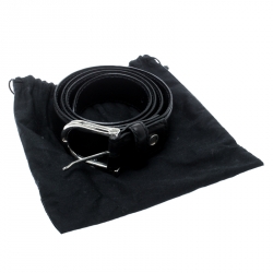 Pre Owned  حزام ايرمنيجيلدو زينيا بإبزيم جلد أسود 110 سم