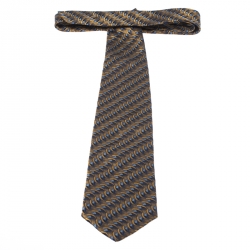 Pre Owned Ermenegildo Zegna Vintage Dull Gold & Blue Jacquard Silk Tie