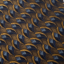 Pre Owned Ermenegildo Zegna Vintage Dull Gold & Blue Jacquard Silk Tie