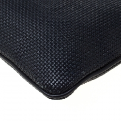 Pre Owned Ermenegildo Zegna Black Leather Pelletessuta Pouch