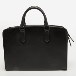 Ermenegildo Zegna Black Leather Briefcase Bag