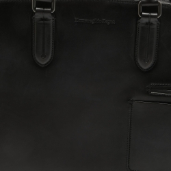 Ermenegildo Zegna Black Leather Briefcase Bag