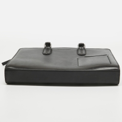 Ermenegildo Zegna Black Leather Briefcase Bag