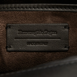 Ermenegildo Zegna Black Leather Briefcase Bag